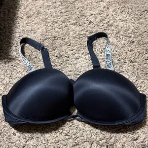 Victoria's Secret Black Bra with Logo sequins Straps